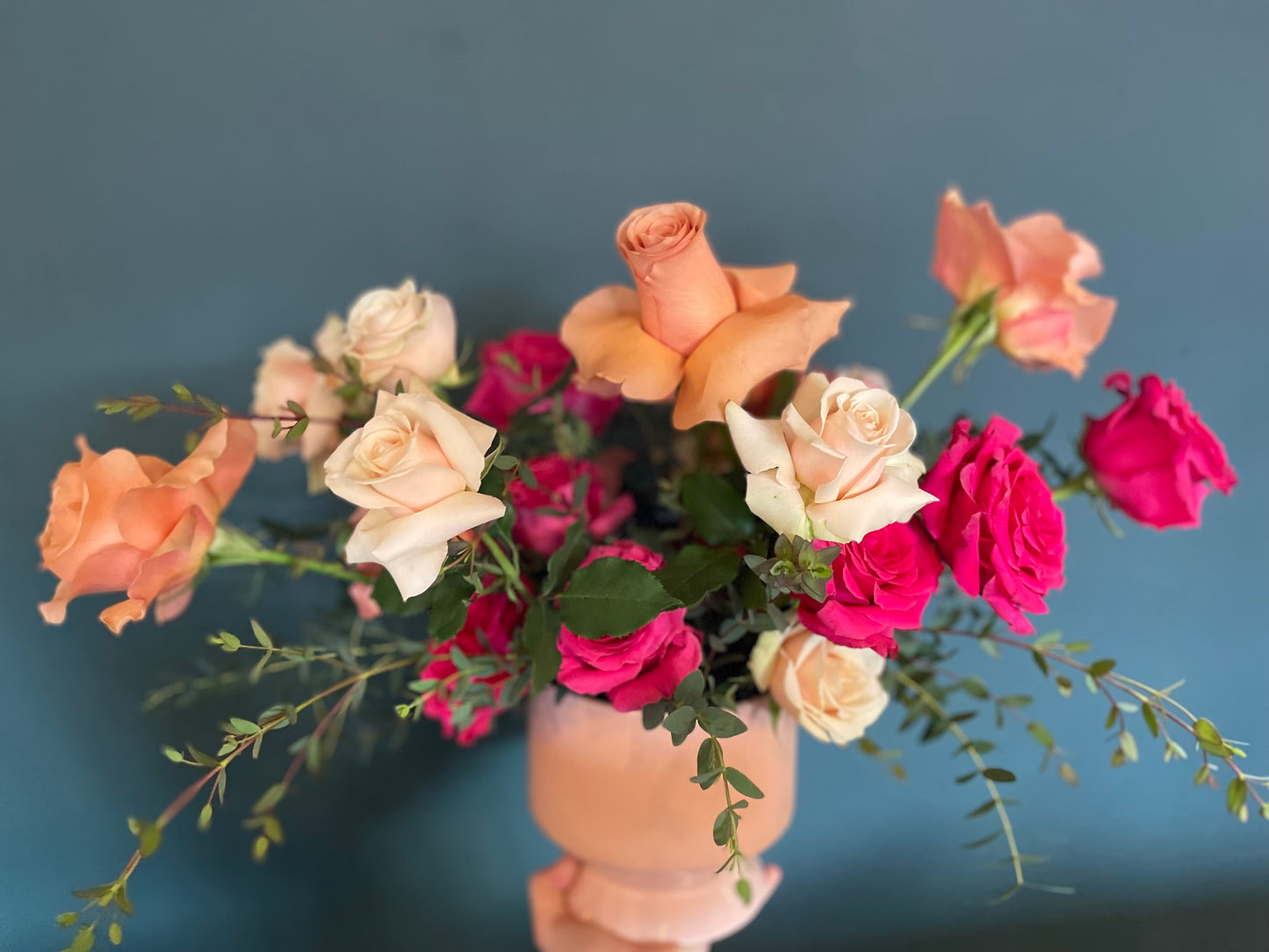Classic Roses with Eucalyptus